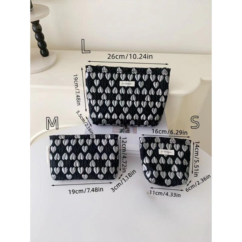 Vintage Makeup Bag Dark Red Floral Jacquard Fabric Cosmetic Pouch Women's Zip Square Clutch Handbag for Toiletries Storage