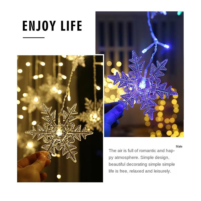 3.5M Christmas Lights LED Fairy String Lights Snowflake Curtain Garland Waterproof For Holiday Party Xmas Decoration