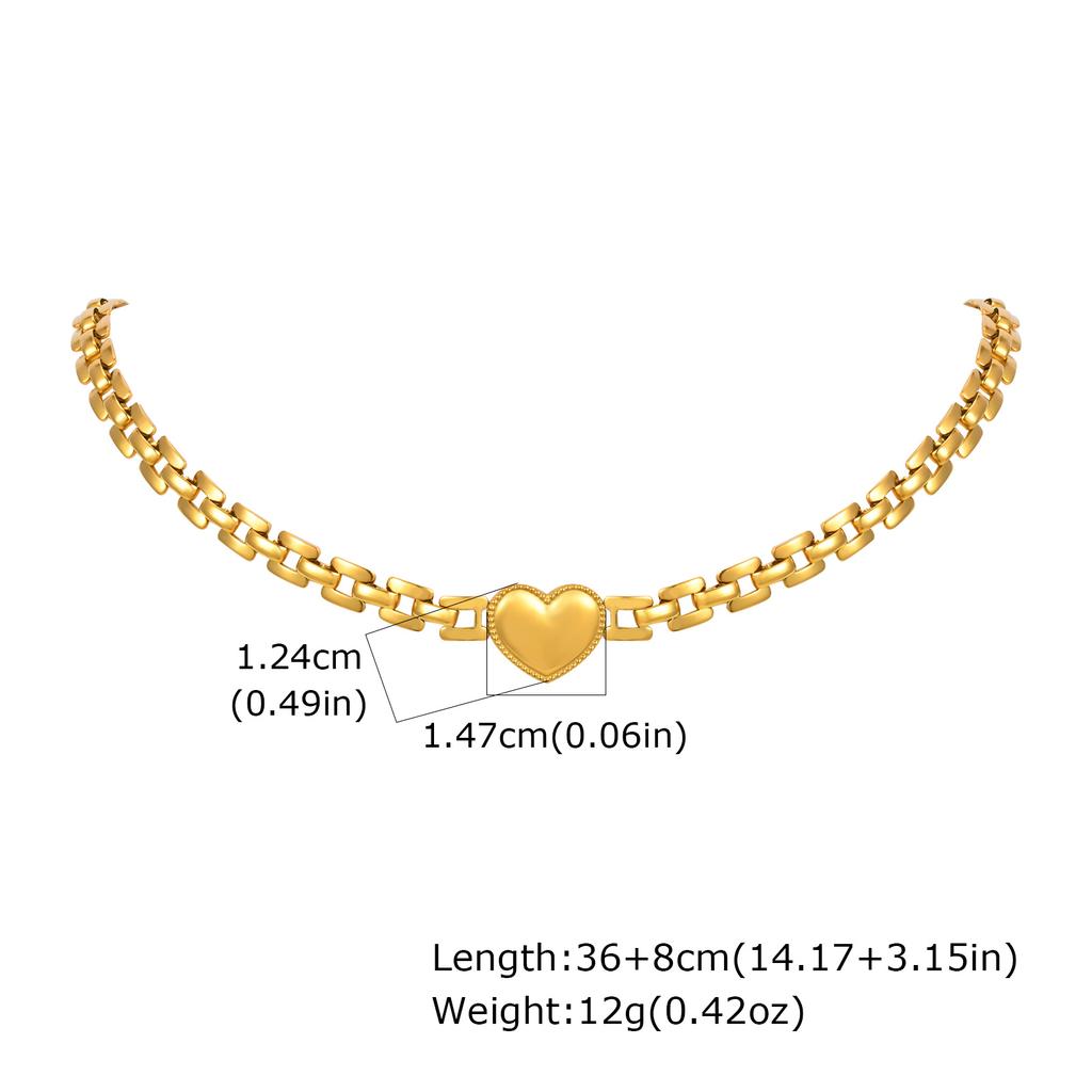 Vnox Trendige Kettengliederkette für Damen, Anzug-Pullover-Halskette aus Edelstahl mit Herz, Herbst 2026 Business Casual Schmuck