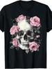 Floral Sugar Skull Rose Flowers Skeleton Halloween Men Women TShirt Same Style