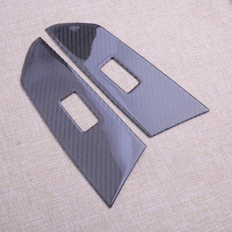 1 Set Black Interior Door Window Glass Switch Covers Trims Fit For Toyota Tundra 2014 2015 2016 2017 2018 LHD Carbon Fiber