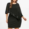 Grote Maat Vrouwen Onregelmatig Pailletten Patchwork Chiffon Jurk