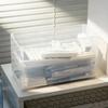 Durable Clear Stationery Storage Box Foldable Large Capacity Desktop Organizer Stackable Pencil Case Students