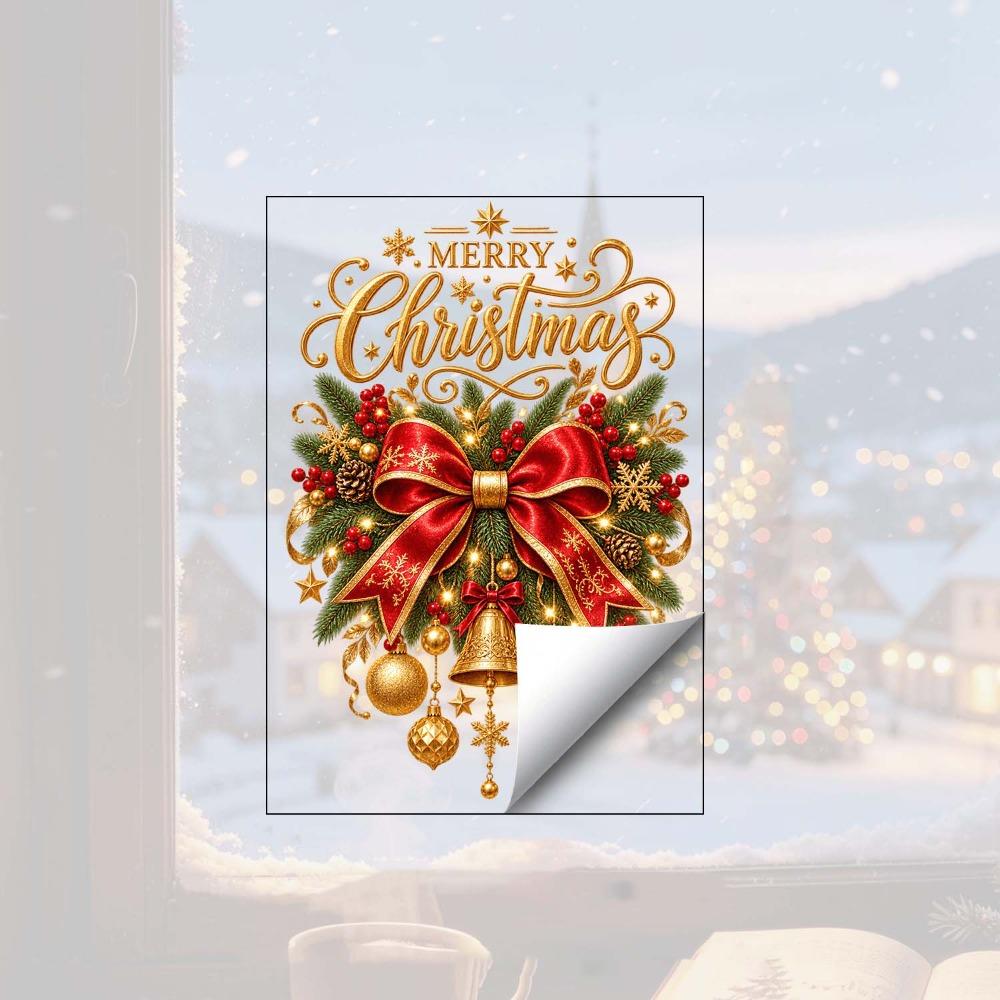 Colorful Christmas Window Sticker Removable Festive Room Decoration Static Glass Cling Homeowner