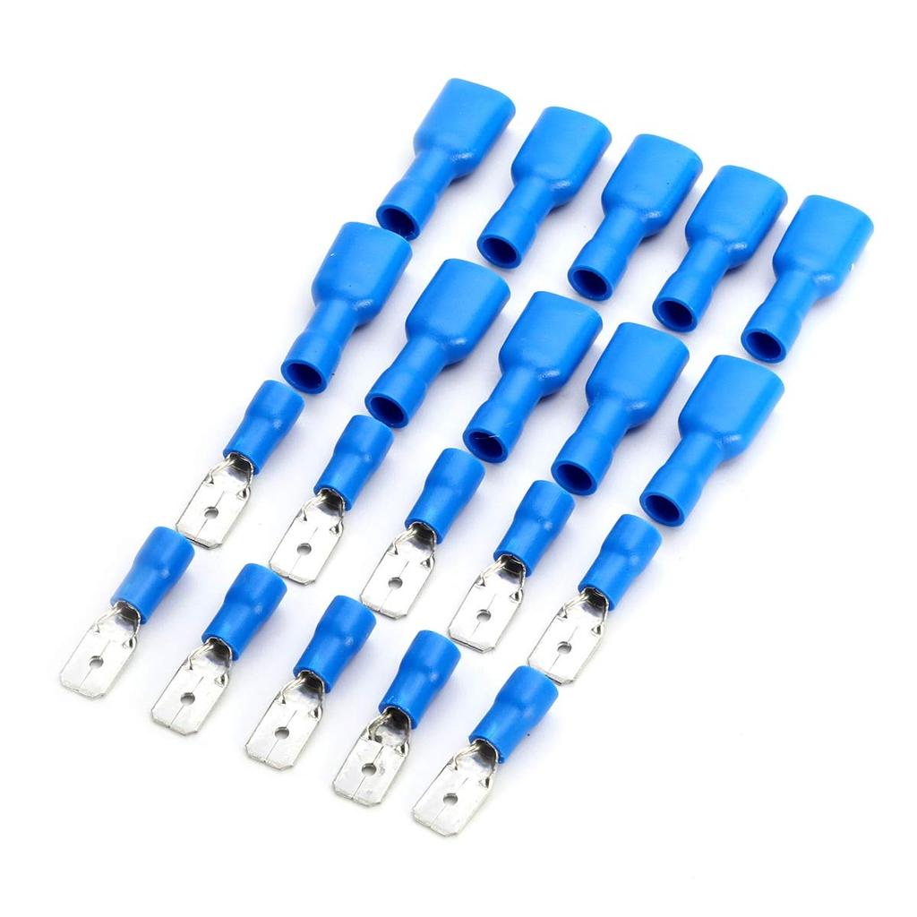 100 ks 50 párů 6,3 mm 16/14AWG samice/samec elektrický konektor pro zapojení, izolovaný krimpovací konektor, modrý