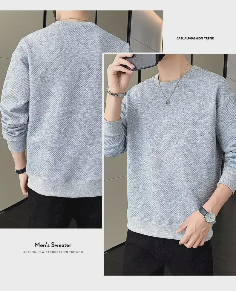 Men's Trendy White Knitted Waffle Sweatshirt - Spring/Fall Jacquard Jacket, Unisex Hong Kong Style.