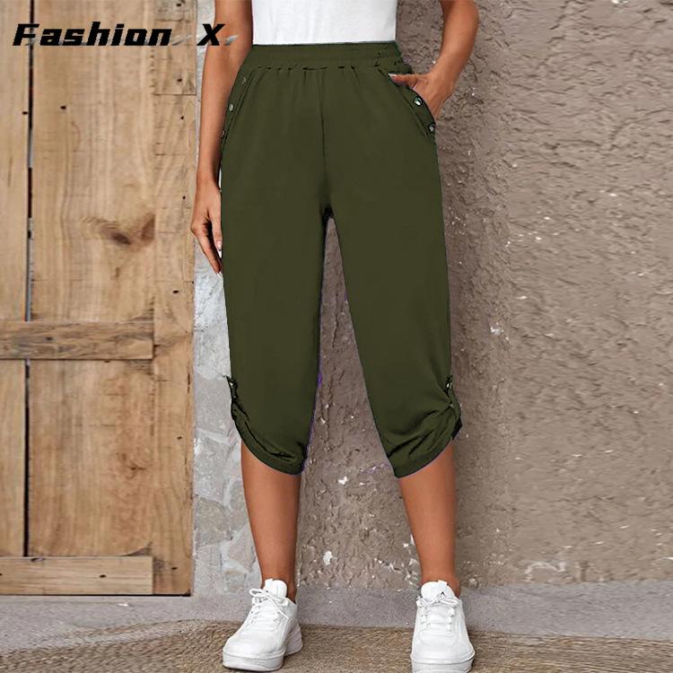 Women's Seven-minute Pants Fashion Casual Drawstring Loose Pants