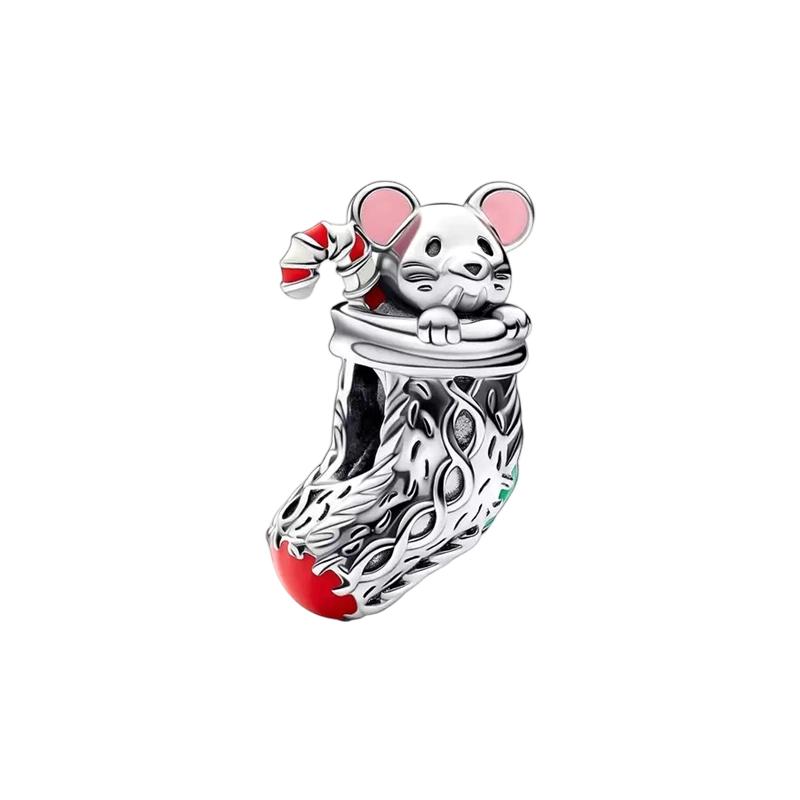 Novos Pingentes de Natal Diy Joias Femininas Presente Árvore de Natal Rena Nariz Vermelho Papai Noel Contas Encaixe Pulseira Original Acessórios