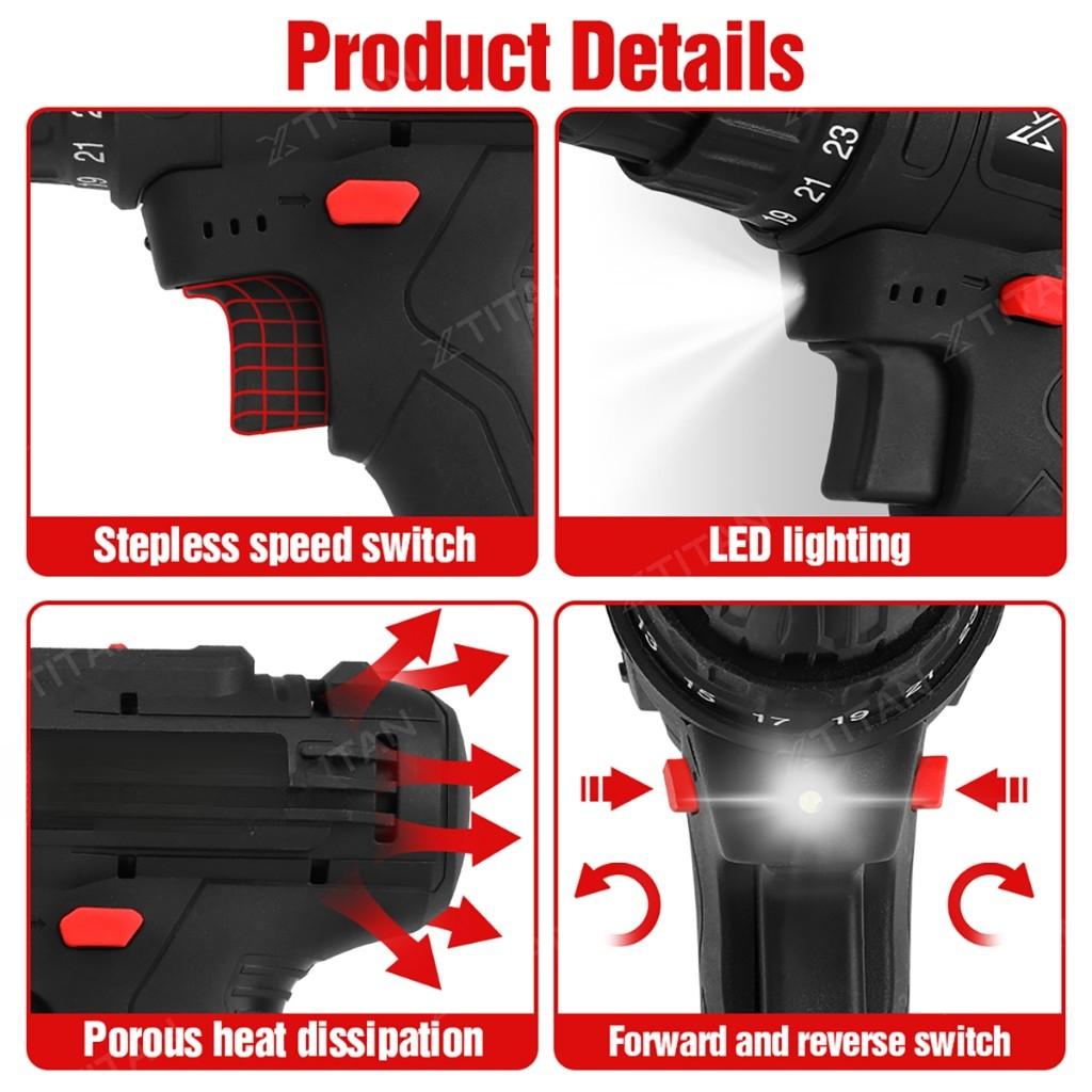 88VF Cordless Electric Drill Cordless Drill Set 27PCS Electric Screwdriver Drill Power Tool