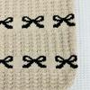 Women Crochet Shoulder Bag Large Capacity Bow Pattern Crochet Tote Bag Multifunctional Fashion Woven Bag for Shopping Traveling