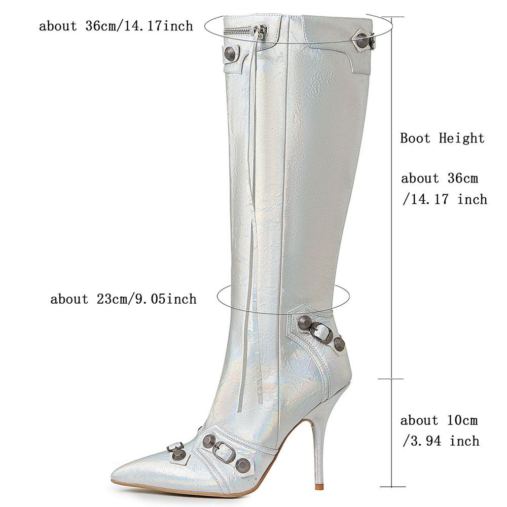 DoraTasia Stiletto Dámské Vysoké podpatky Vysoké Kozačky Špičatá Špice Zadní Zip Střapec Matel Nýt Módní Kozačky Street Knapkové boty