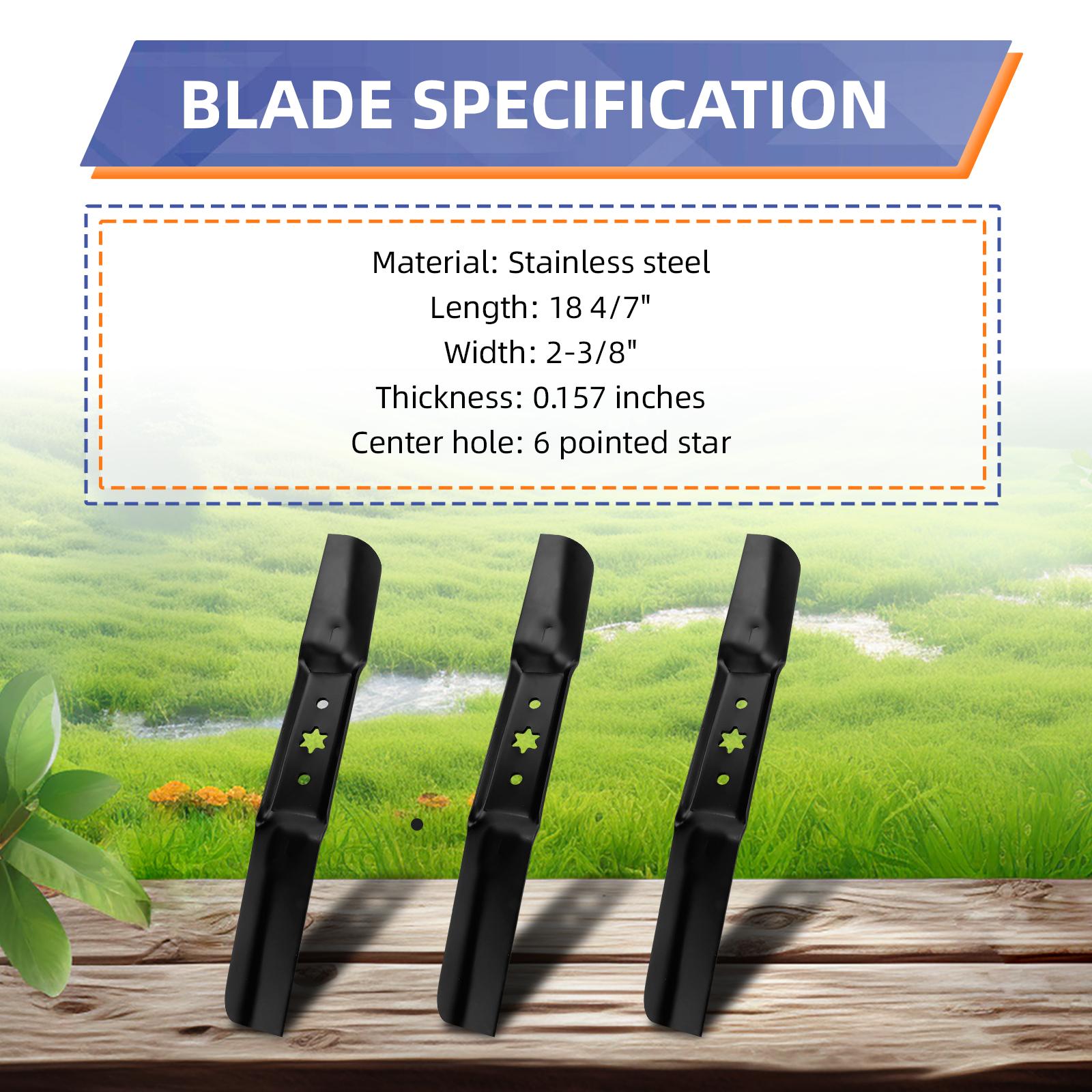

3Pcs Replacement Lawn Mower Blade Set 18 4Celsius7 Stainless Steel Mower Blades Compatible with 742-05056, 742-05056A, 942-0
