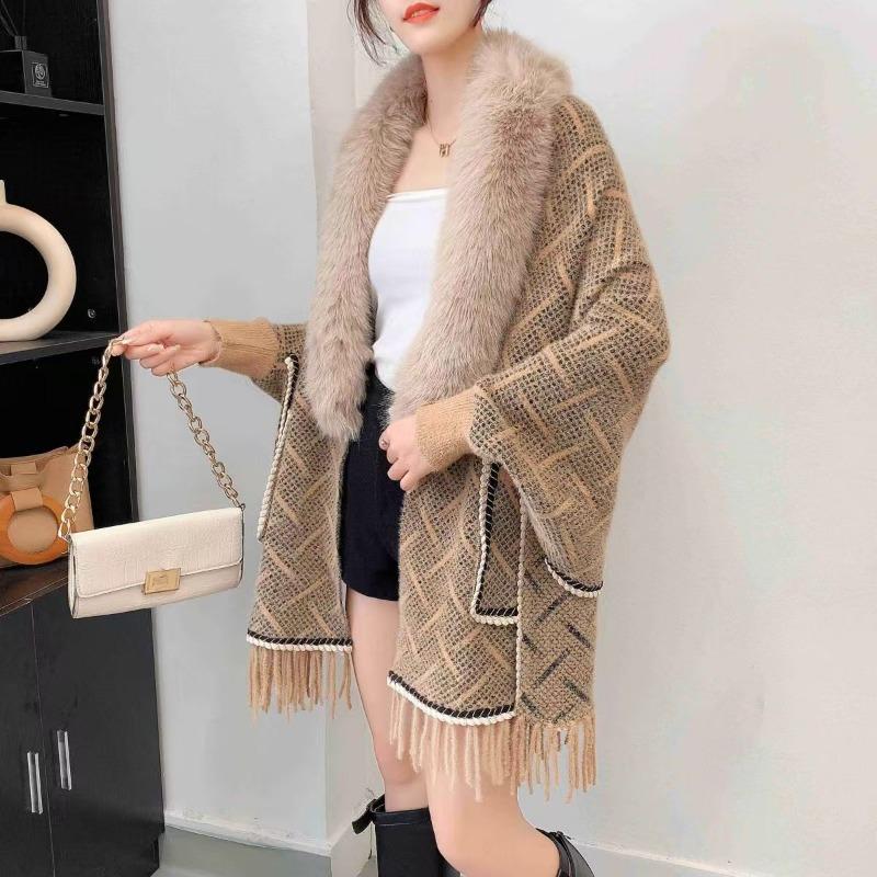 Neue Strickjacke mit Pullover, Strickjacke, Umhang, Herbst- und Winter-Schal, Top für Damen