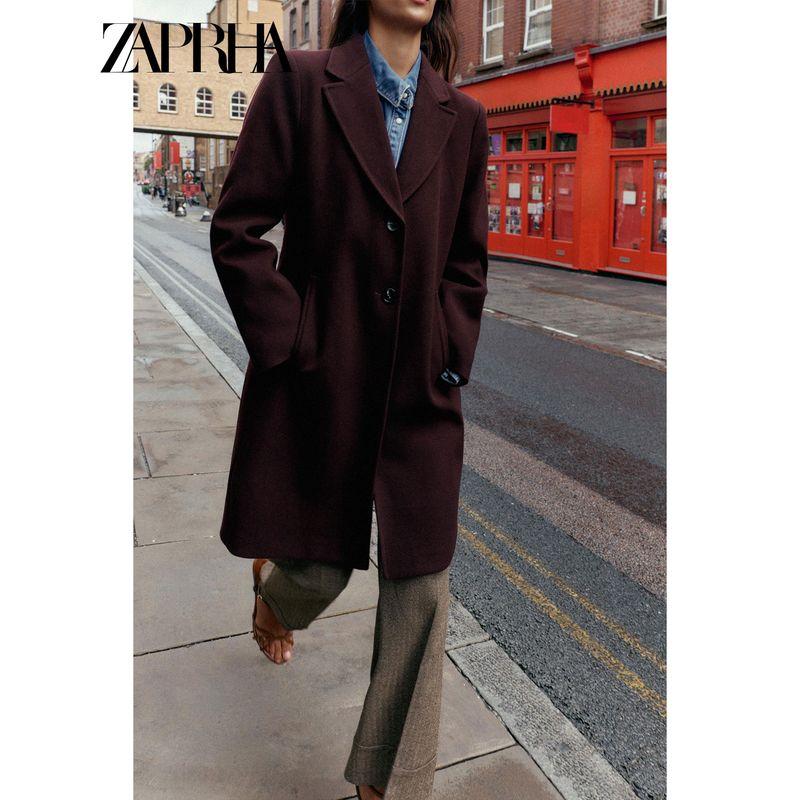Zaprha 2025 Autumn New Casual Simplicity Lapel Split Soft Shoulder Pad Coat Outerwear Women 3046282