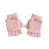 Warm Solid Color Outdoor Car Ear Women's Gloves Flip Cover Gloves Thick Mittens Half Finger Gloves
