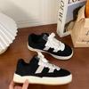 Autumn ins Hong Kong style retro couple bread small black shoes ulzzang student leisure sports skateboard shoes