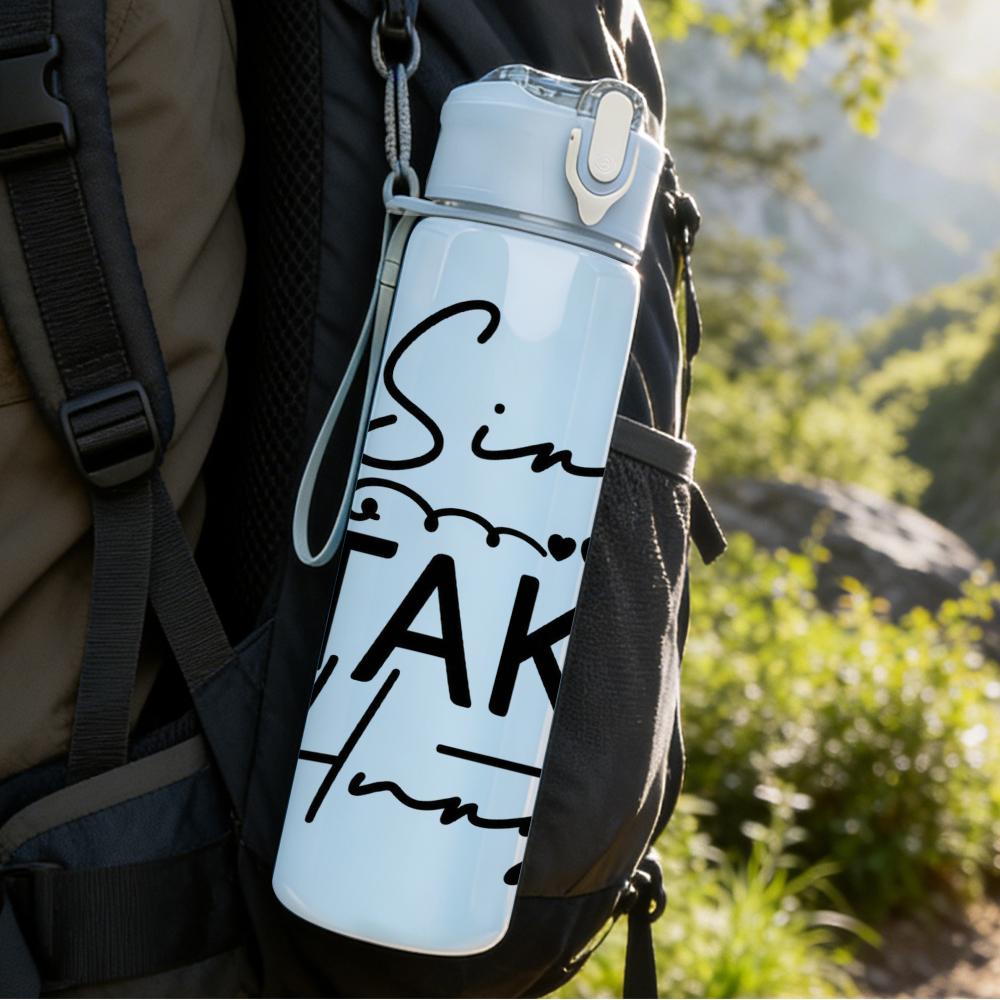 1PC Single Taken Forever Cursive 750ml Color Plastic Sports Water Bottle Leakproof Flip Straw Lid Suitable for Sports Office Home Use