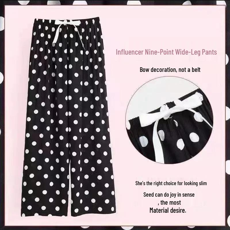 Damspecifika Plus Size Byxor i Bomull och Silke med Vida Ben - Casual Niopunktslängd för Hem & Utomhus