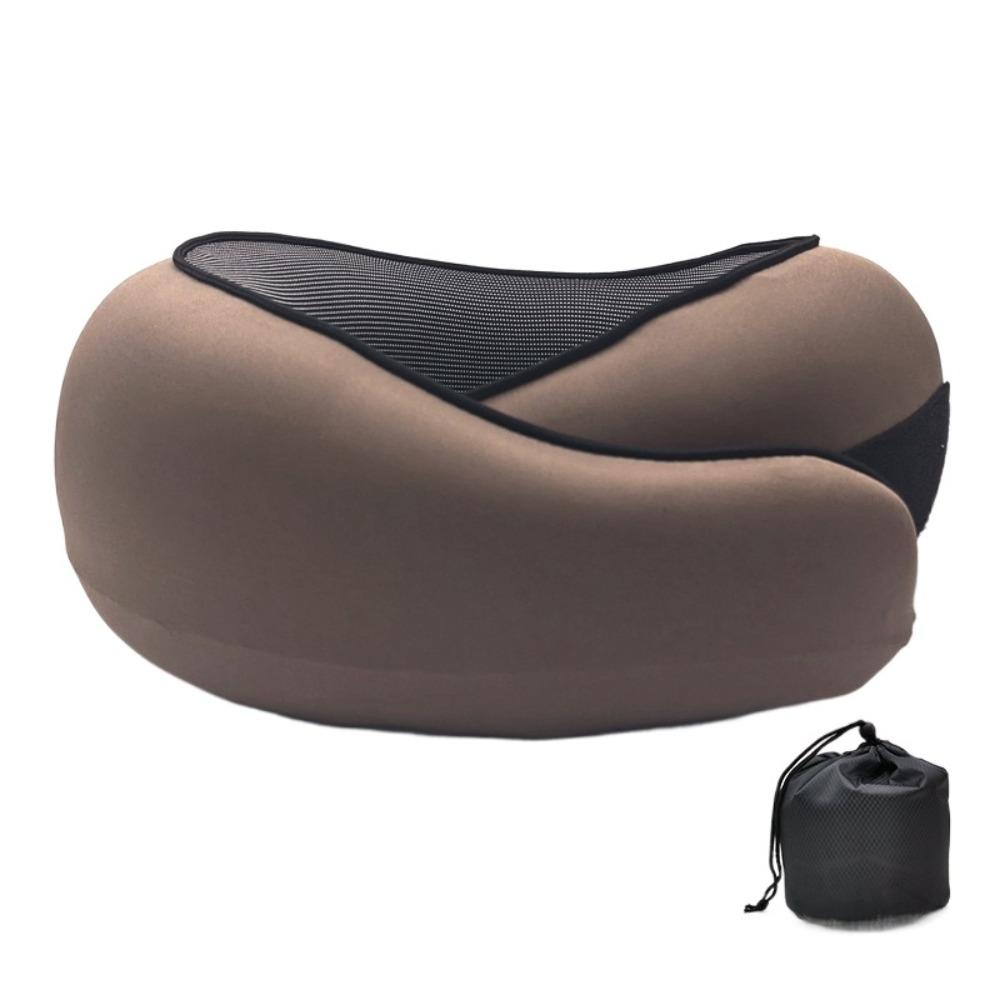 

U-shaped Travel Neck Pillow Adjustable Soft Airplane Cushion with Drawstring Bag Supports Head Neck and Chin Memory Foam Pillow кофейный