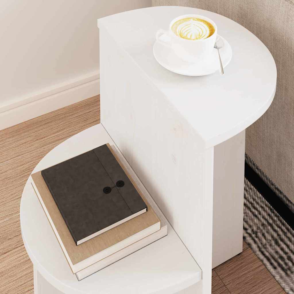 Coffee Table White 50 X 40 X 50 Cm Solid Pine Wood
