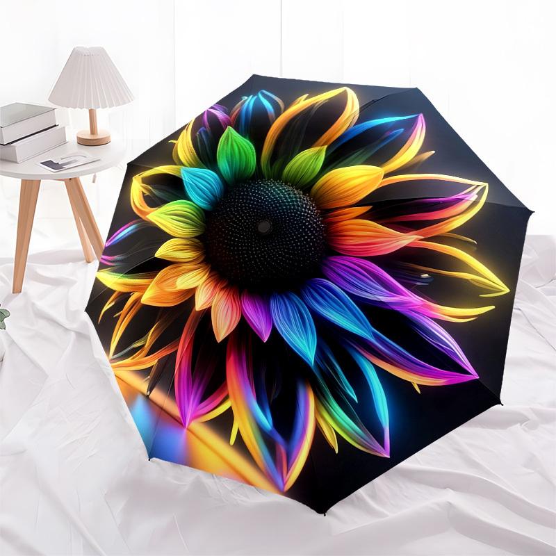 1pc Colorful Abstract Sunflower Artwork Umbrella with Plastic Handle,Suitable for All Seasons UmbrellaPT433
