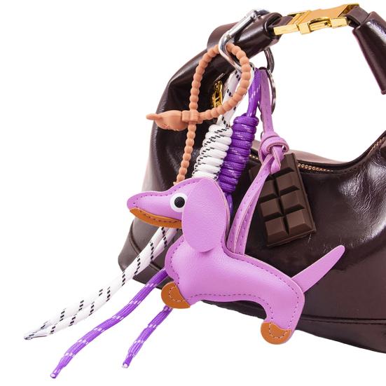 Yousheng Dachshund Dog Bag Pendant Bag Charms with Woven Umbrella Retractable Rope Keys Bags Wallets Accessories