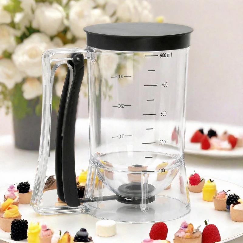 Batter Separator Dispenser with Measuring Label Squeeze Handle for Pancake Cookie Cake Waffle Batter Storage 900ml