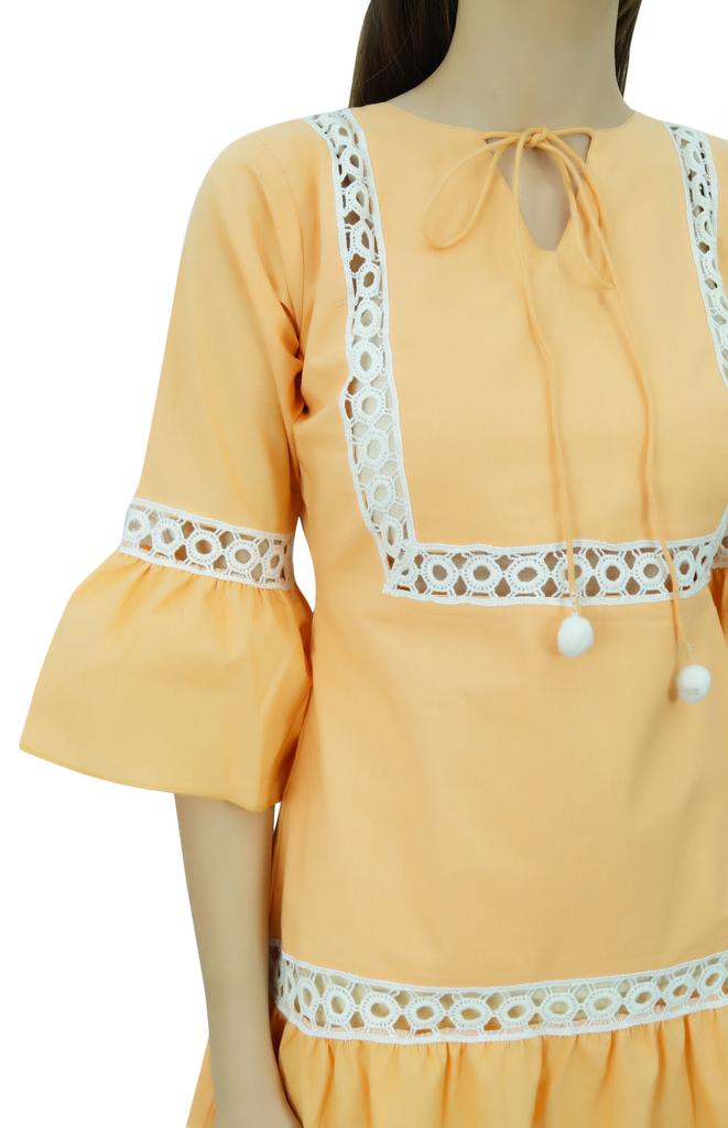 Bimba Summer Boho Short Dress Ruffle Sleeve Mini Dress Boho Chic Beach