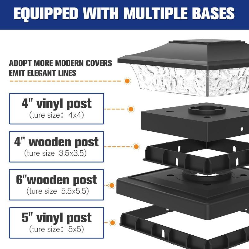 Outdoor solar pole cap light fence cap light, suitable for courtyards/gardens/corridors, warm white, 2 lighting modes, winter decoration