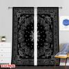 Set Of 2 Flat Printing Curtain Paisley Flower Bandana Digital Printed Polyester Drapes Birthday Party Perfect Holiday Made