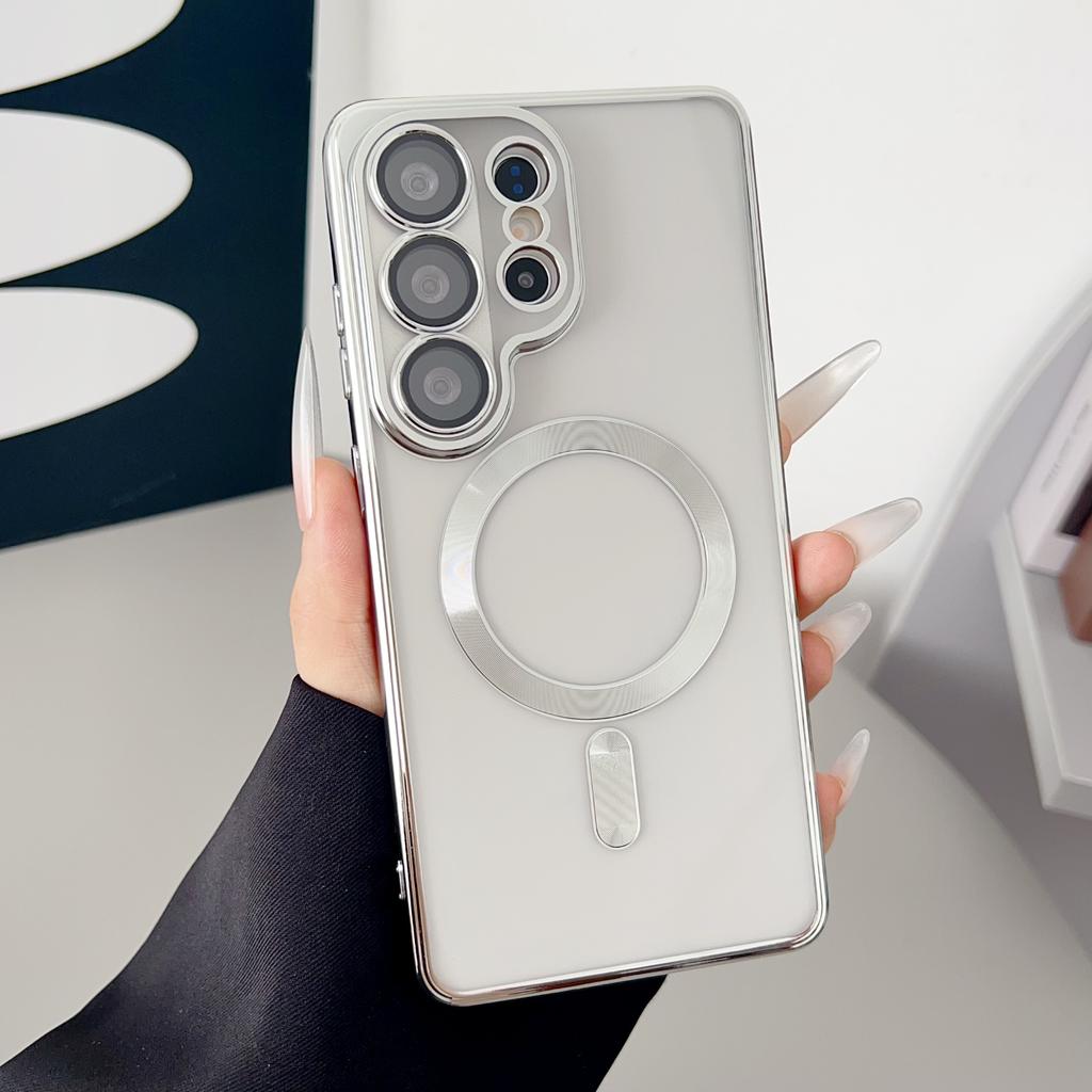 Luxus Klarbeschichtung Für Magsafe Kabelloses Ladecase Für Samsung S26 S25 S24 S23 S22 S21 S20 FE Ultra Plus Note20 10 Weiche Hülle