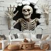 Party Backdrop Halloween Skeleton Spooky Realistic Event Photo Background Party Decor