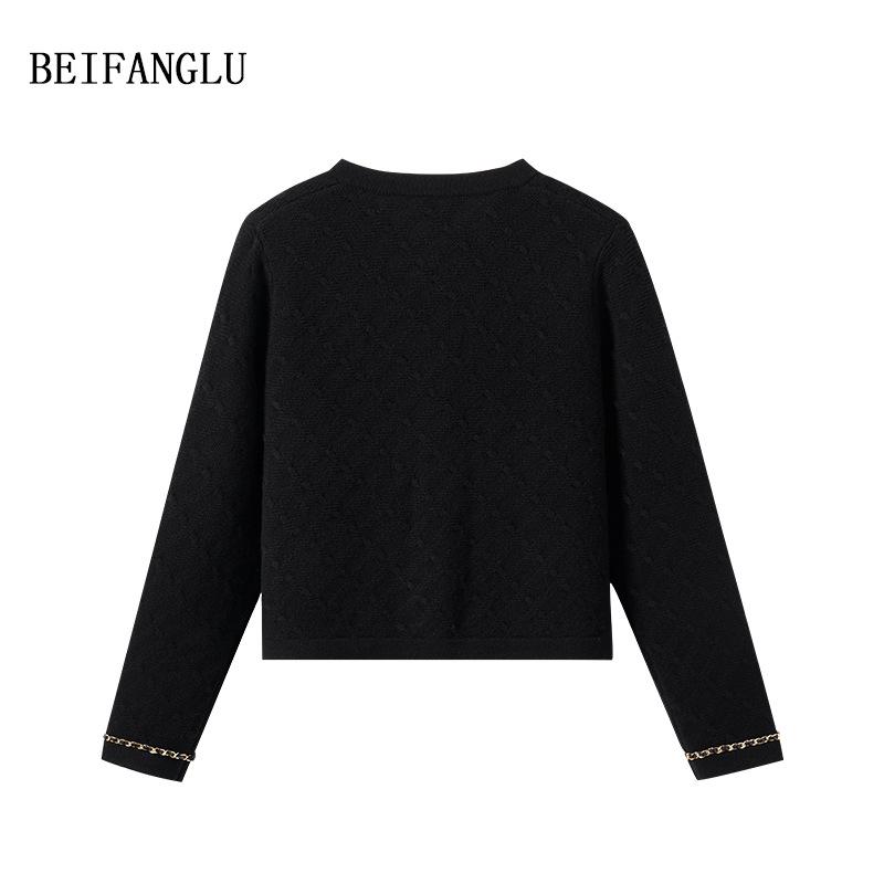 Northern Deer Light Luxury French Chic Wool Jacquard Round Neck Knit Cardigan Autumn 251202