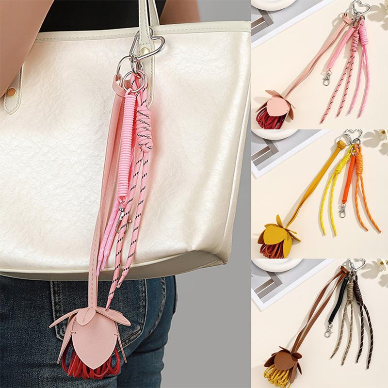 Hochwertiges Echte Leder Blumen Tasche Zubehör Niedlich Mode Vielseitig Schlüsselanhänger Anhänger Neu Hochwertige Rindsleder Zubehör Geschenke