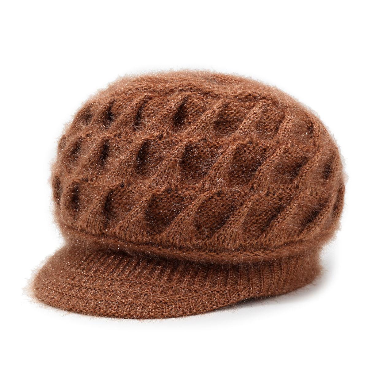 

Зимние шапки для женщин среднего и пожилого возраста, утолщенные зимние наушники, флисовые модные теплые шерстяные шапки, вязаные коричневый