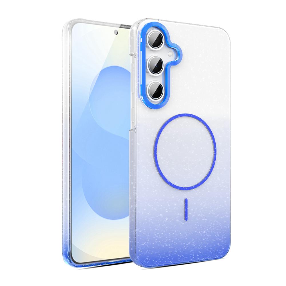 KEYSION Luxury Gradient Glitter Magnetic Phone Case for Samsung Galaxy A55 5G A35 A25 A15 A05S Transparent Hard PC Shockproof Cover