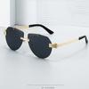 Retro Personality Double Bridge Pilot Sunglasses, Women's Versatile Frameless Toad-Shaped Sunglasses, Outdoor Classic Sunglasses