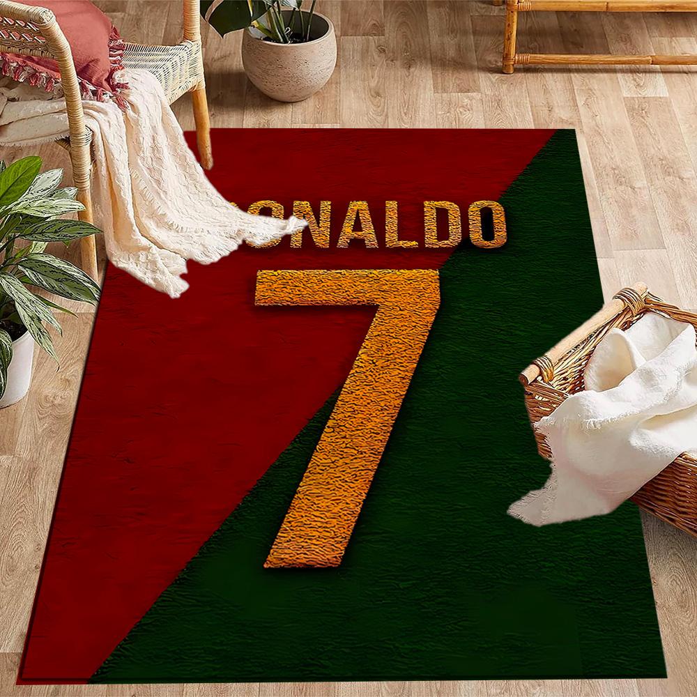 Ronaldo's Legendarische Nummer 7 Thema Anti-Slip Vloerkleden - Polyester Woondecoratie, Geschikt voor Slaapkamers, Woonkamers, Entrees, Studio's en Decoraties