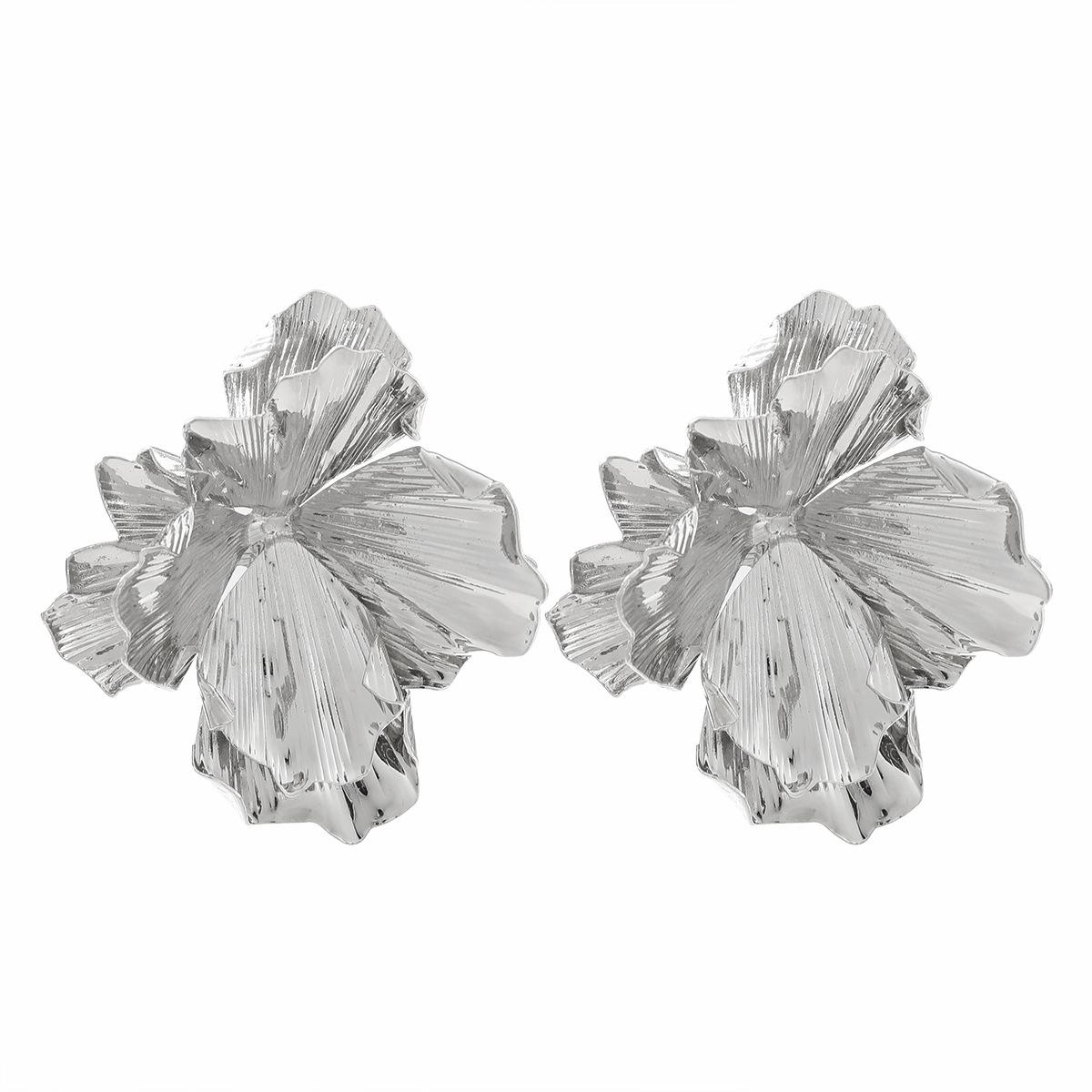 

Metallic Flowers Geometric Dangle Earrings for Women ZAA New Minimalist Trendy Design Zircon Party AccessoriesZAA медный