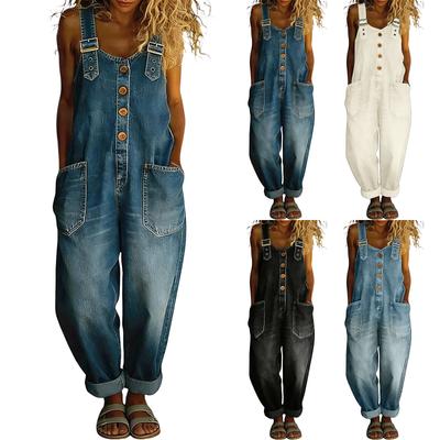 Combinaison en jean décontractée rétro tendance pour femme