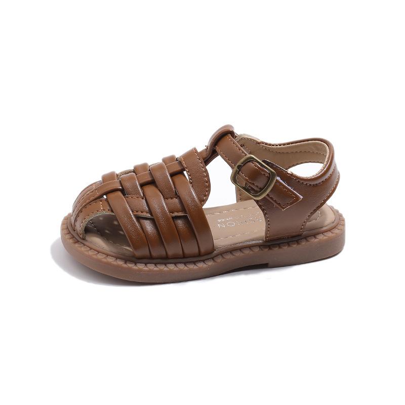 New style sandals for girls, woven casual baby shoes, children's comfortable beach shoes, breathable sandals