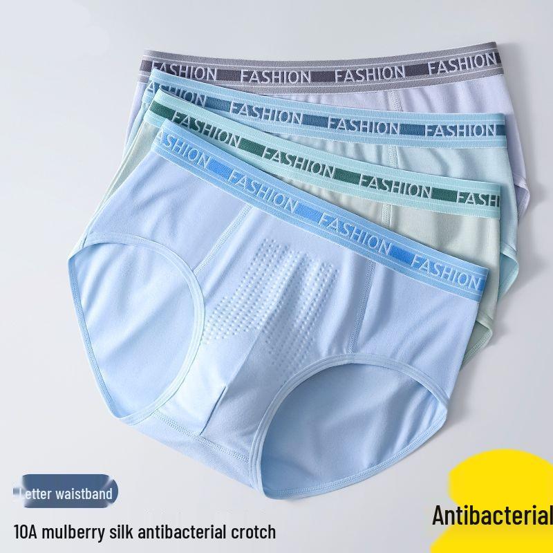 Comfortable Antibacterial Cotton Briefs for Teen Boys with Simple Lettering