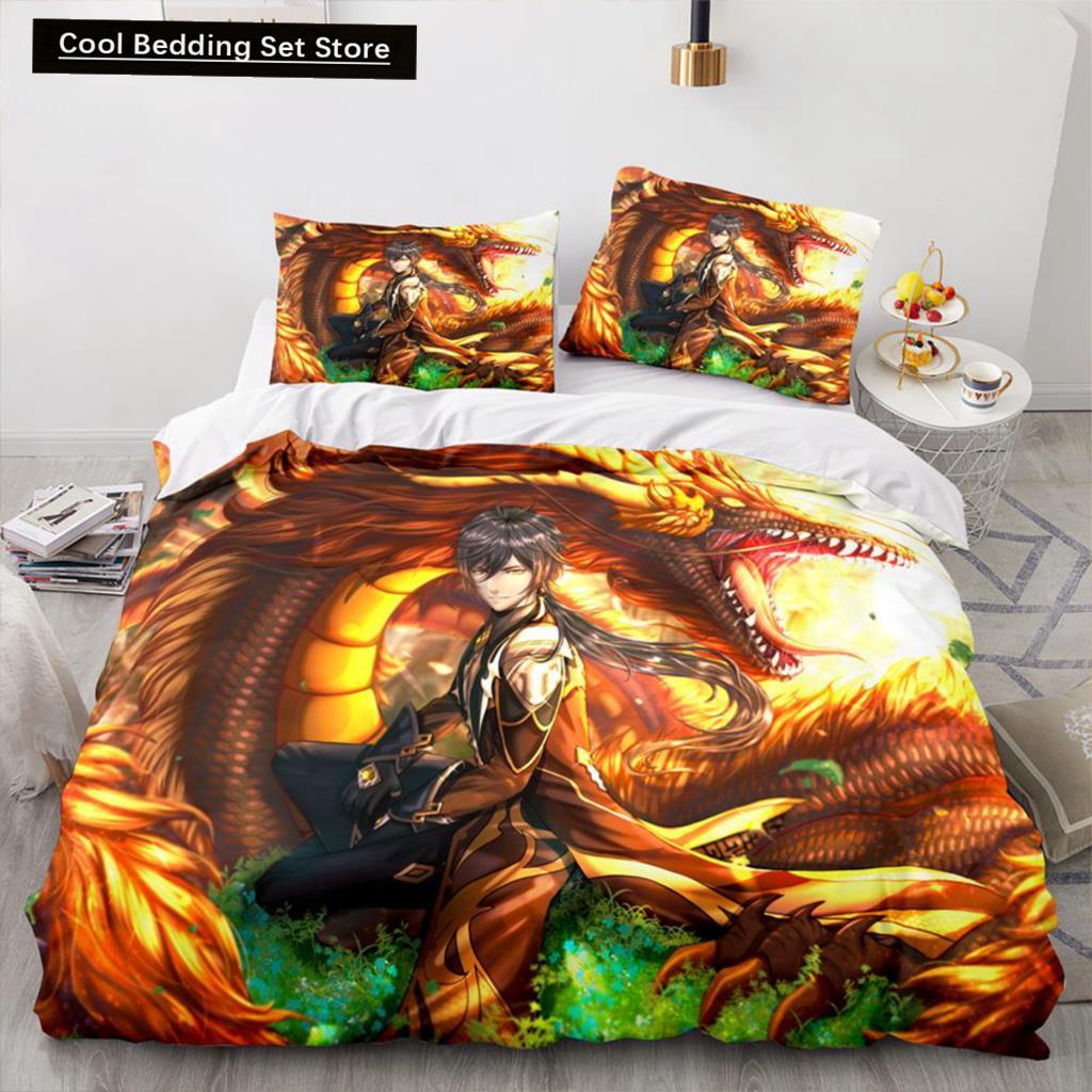 3D Print Anime Genshin Impact Xiao SUCROSE Qiqi Duvet Cover Cartoon Bedding Sets Bed Set Quilt Comforter Covers Home Textiles