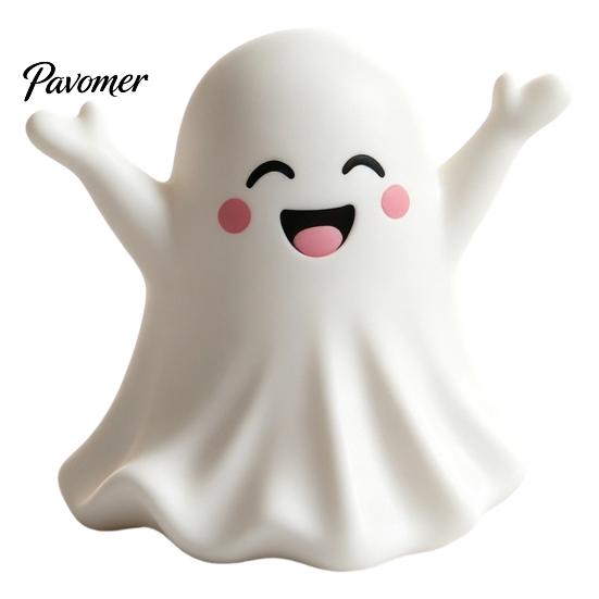 Small Vinyl Ghost Statue Halloween Cute Figurine, Mini Cartoon Statue, Little Spooky Figurine Desktop Ornament for Tiered Tray Home Table Decor
