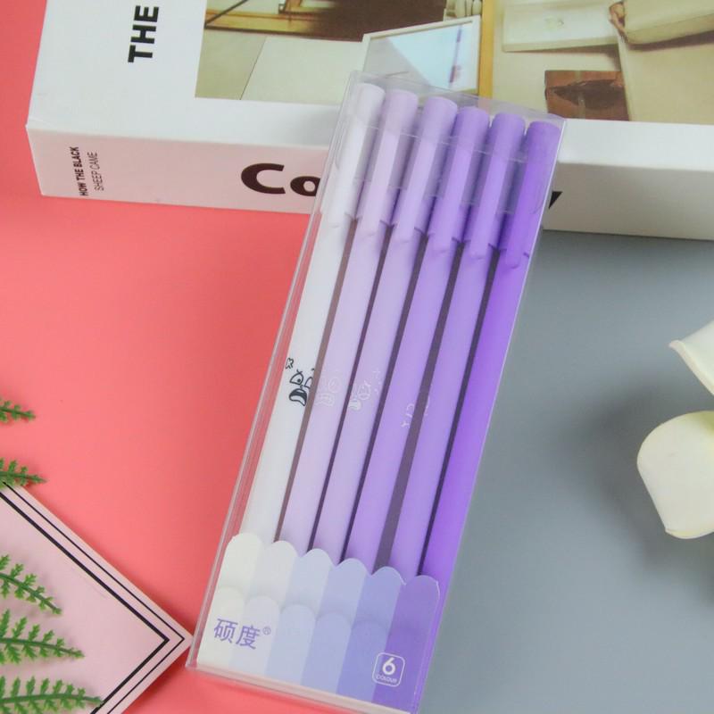 Morandi Color Neutral Pen Set - 6pcs, Black Ink, Ideal for Students & Office, Water-Based Signature Pens