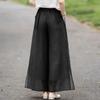 Damen Mode Doppellagige Weite Hosen Exquisite Bestickte Baumwolle Leinen Lässige Hosen