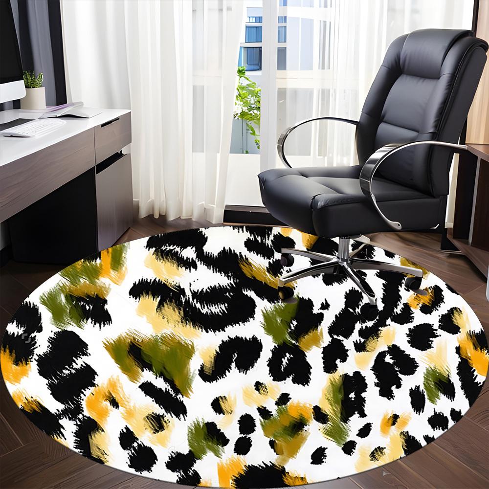 1PC Leopard Print Chair Carpet for Office Non-Slip, Lightweight, Machine Washable Rug for Office, Sleeping, Room - Holiday Decoryy251009082