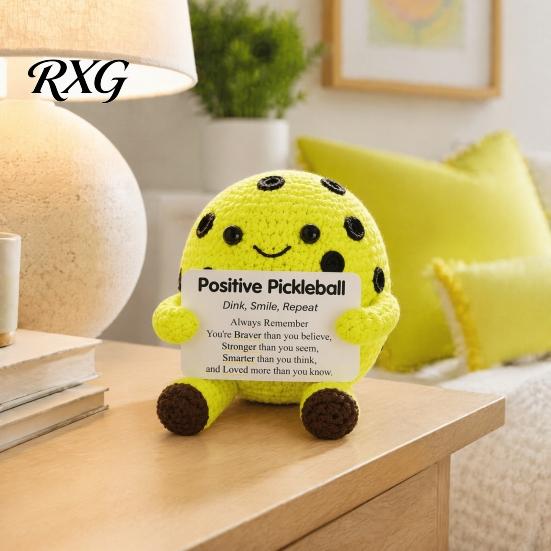 Pocket Sized Inspirational Gift for Athletes Knitted Positive Sports Ball Plush, Emotional Support Doll with Personalized Keepsake Softball