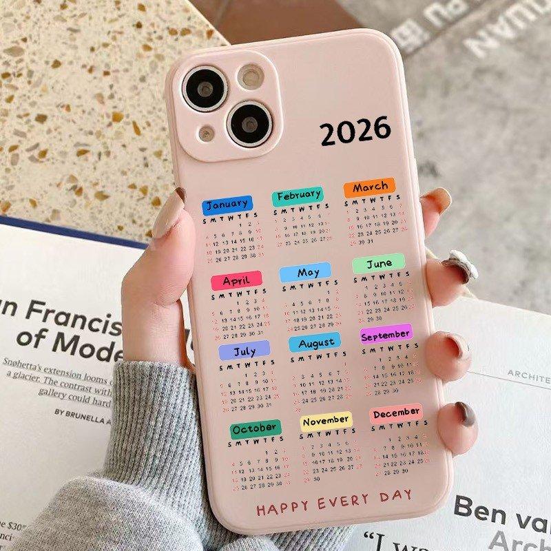 Phone Case For Xiaomi Redmi Note 14 Pro Plus 5G 14 13 12 11 10 Redmi 14C 13C 12C With New Year 2026 Calendar Pattern Soft Cover