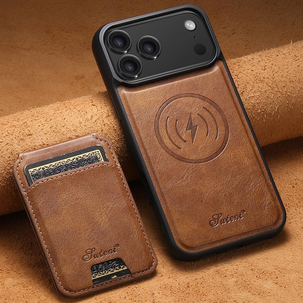For Magsafe Case For iPhone 17 Pro Max 14 12 13 15 16 Pro Max Plus Leather Wallet Card Holder Slots Magnetic Back Cover K0026